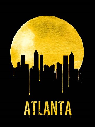 Framed Atlanta Skyline Yellow Print