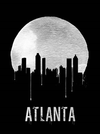 Framed Atlanta Skyline Black Print