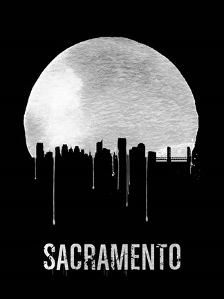 Framed Sacramento Skyline Black Print