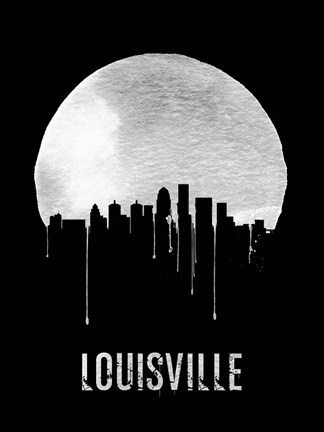 Framed Louisville Skyline Black Print