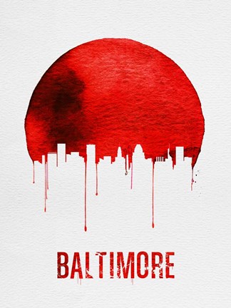 Framed Baltimore Skyline Red Print