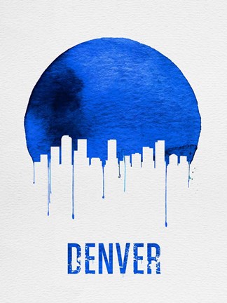Framed Denver Skyline Blue Print