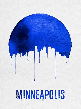 Framed Minneapolis Skyline Blue Print