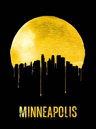 Framed Minneapolis Skyline Yellow Print