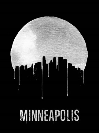 Framed Minneapolis Skyline Black Print