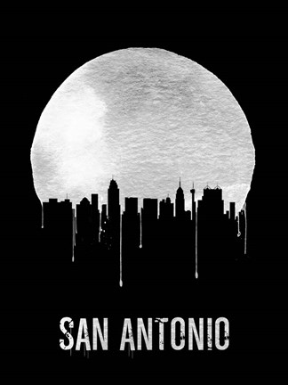 Framed San Antonio Skyline Black Print