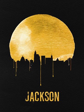 Framed Jackson Skyline Yellow Print