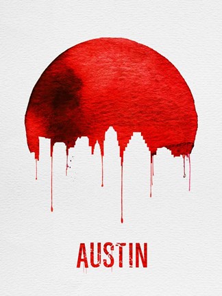 Framed Austin Skyline Red Print