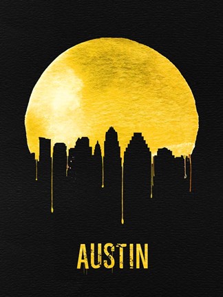 Framed Austin Skyline Yellow Print