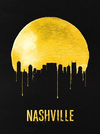Framed Nashville Skyline Yellow Print