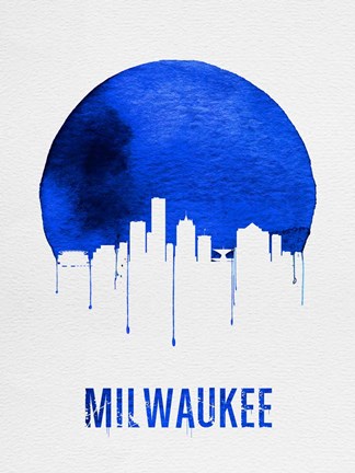 Framed Milwaukee Skyline Blue Print
