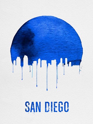 Framed San Diego Skyline Blue Print