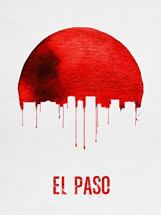Framed El Paso Skyline Red Print