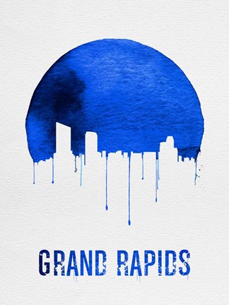 Framed Grand Rapids Skyline Blue Print