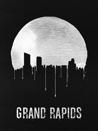 Framed Grand Rapids Skyline Black Print