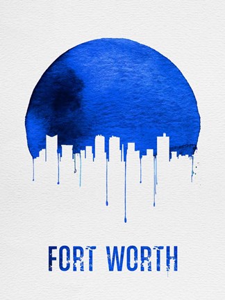 Framed Fort Worth Skyline Blue Print