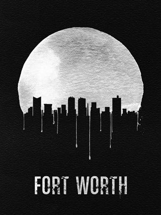 Framed Fort Worth Skyline Black Print