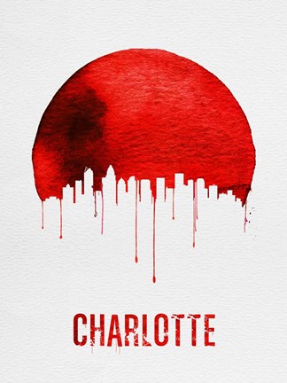 Framed Charlotte Skyline Red Print
