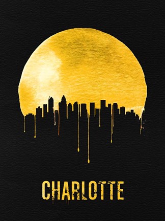 Framed Charlotte Skyline Yellow Print