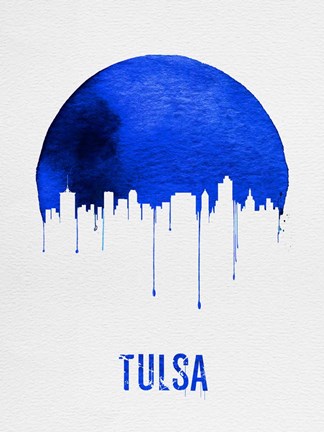 Framed Tulsa Skyline Blue Print