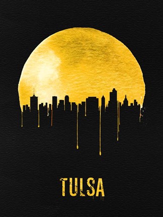 Framed Tulsa Skyline Yellow Print