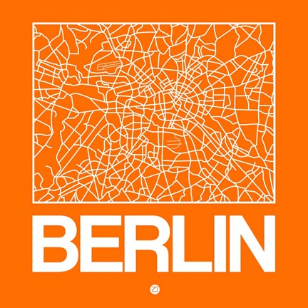 Framed Orange Map of Berlin Print