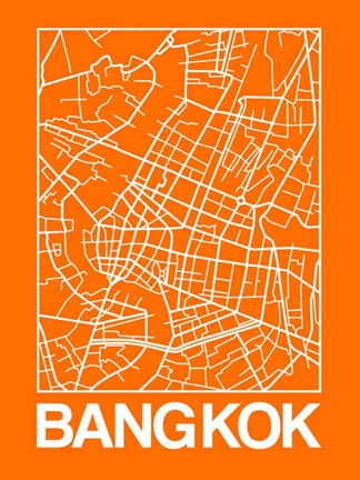 Framed Orange Map of Bangkok Print