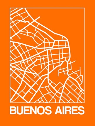Framed Orange Map of Buenos Aires Print