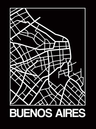 Framed Black Map of Buenos Aires Print