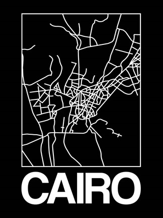 Framed Black Map of Cairo Print