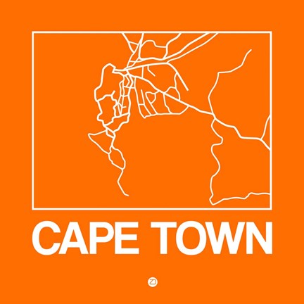 Framed Orange Map of Cape Town Print