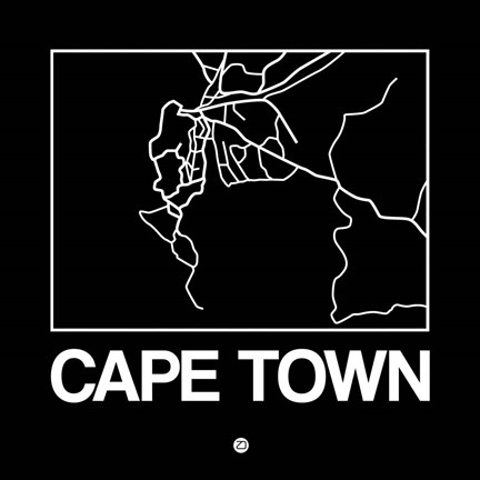 Framed Black Map of Cape Town Print