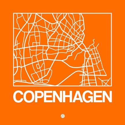 Framed Orange Map of Copenhagen Print
