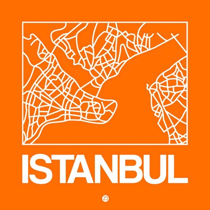 Framed Orange Map of Istanbul Print