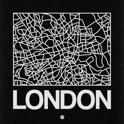 Framed Black Map of London Print