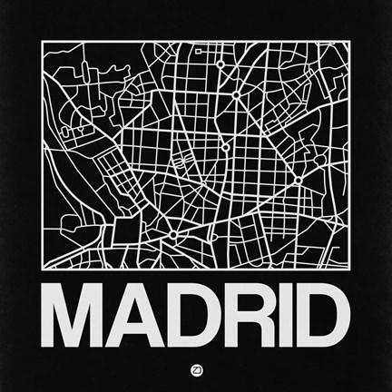 Framed Black Map of Madrid Print