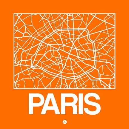 Framed Orange Map of Paris Print