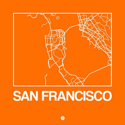 Framed Orange Map of San Francisco Print