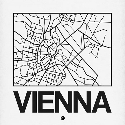 Framed White Map of Vienna Print