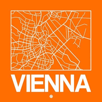 Framed Orange Map of Vienna Print