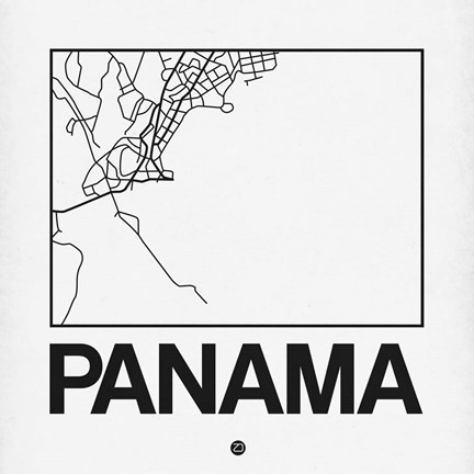 Framed White Map of Panama Print