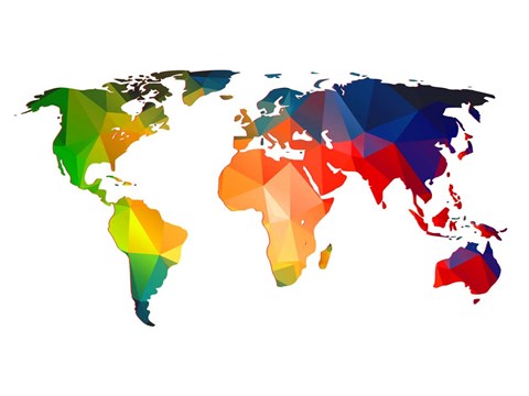 Framed World Polygon Map 1 Print