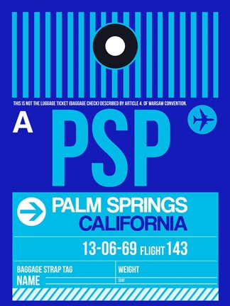 Framed PSP Palm Springs Luggage Tag II Print
