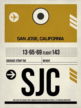 Framed SJC San Jose Luggage Tag I Print