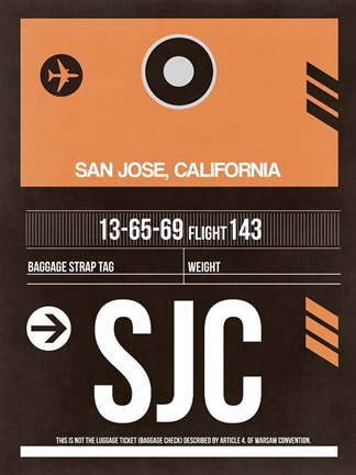 Framed SJC San Jose Luggage Tag II Print
