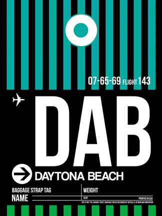 Framed DAB Daytona Beach Luggage Tag II Print