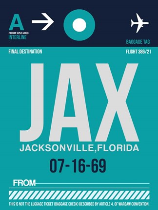 Framed JAX Jacksonville Luggage Tag II Print