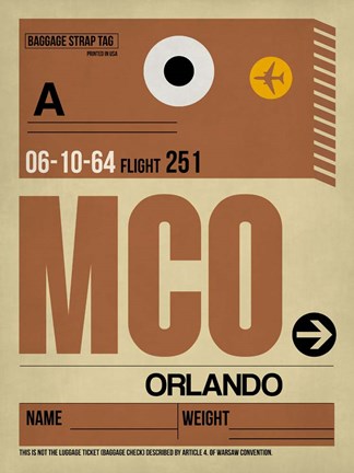 Framed MCO Orlando Luggage Tag I Print