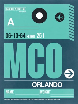 Framed MCO Orlando Luggage Tag II Print