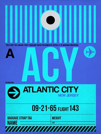 Framed ACY Atlantic City Luggage Tag I Print